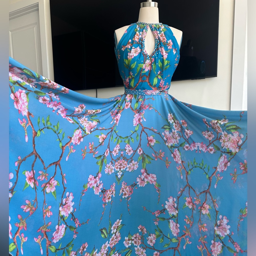 One of a kind Floral Blue Dress